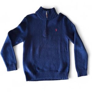 Vintage Polo Ralph Lauren Quarter Zip Sweater – Navy Blue (Size M)